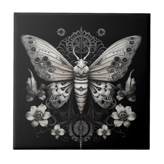 Azulejo Mariposa metalizado moderna con flores