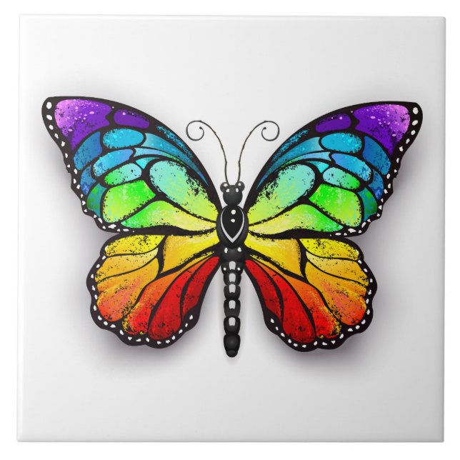 Azulejo Mariposa monarca arcoíris (Frente)