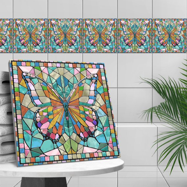 Azulejo Mariposa - mosaico colorido (Subido por el creador)