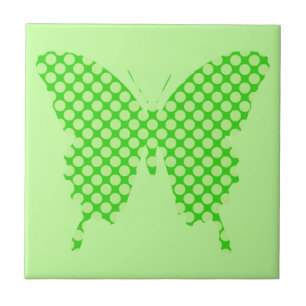 Azulejo Mariposa, puntos retro, tonos verde lima