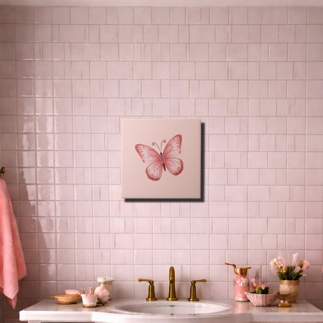 Azulejo Mariposa Rosa Caprichosa (Subido por el creador)