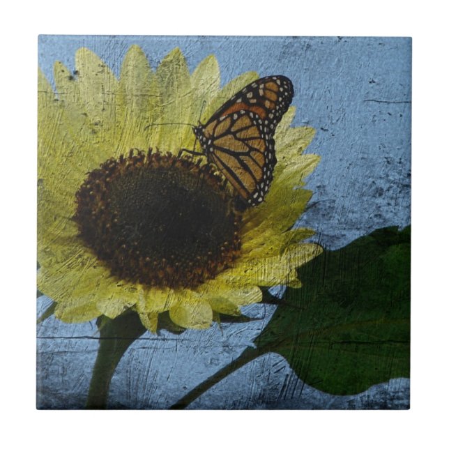 Azulejo Mariposa y girasol (Frente)