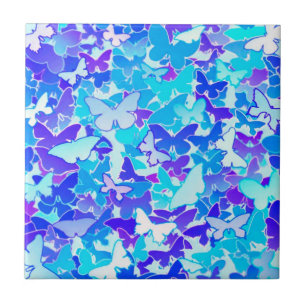 Azulejo Mariposas, azul, turquesa, lavanda
