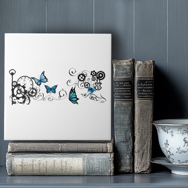 Azulejo Mariposas azules de la tribu Steampunk (Subido por el creador)