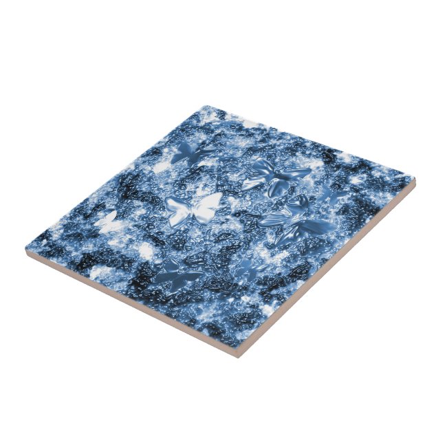 Azulejo mariposas brillantes y coloridas grabado en reliev (Lado)