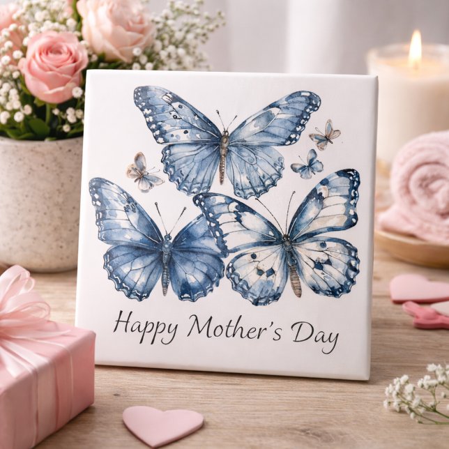 Azulejo Mariposas en azul Delft, personalizable (Subido por el creador)