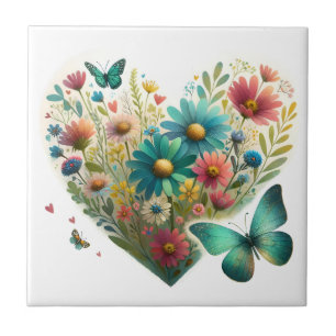 Azulejo Mariposas Flor Silvestre Susurrante Botánica