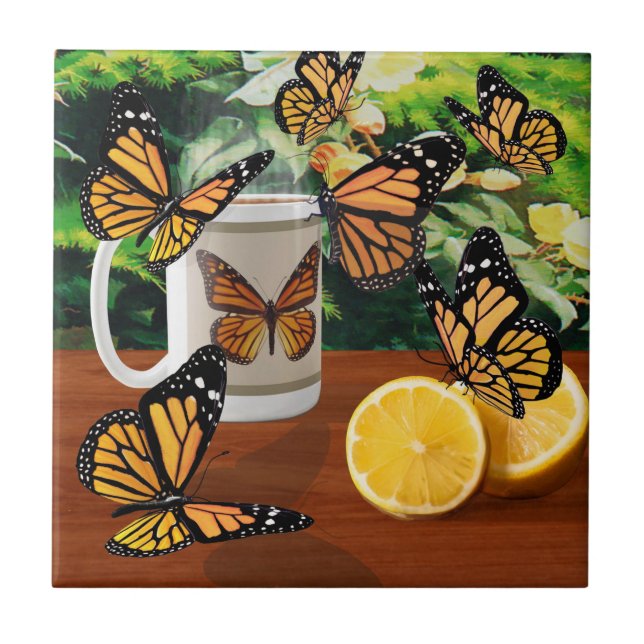 Azulejo Mariposas monarcas Fiesta de té (Frente)