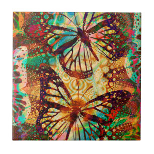 Azulejo Mariposas monarcas tinte psicodélico