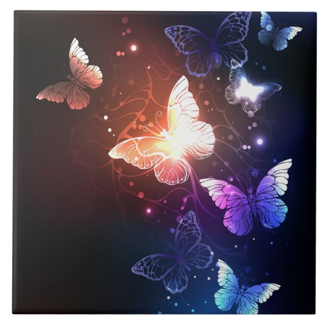Azulejo Mariposas nocturnas brillantes (Frente)