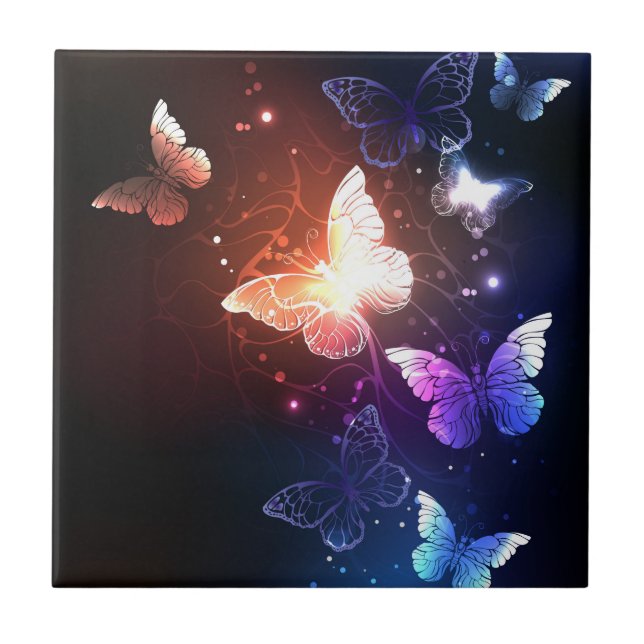 Azulejo Mariposas nocturnas brillantes (Frente)
