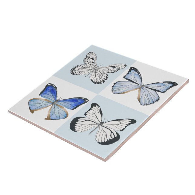 Azulejo Mariposas sobre una tela cerámica ( 3 ) (Lado)