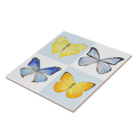 Azulejo Mariposas sobre una tela cerámica ( 4 )
