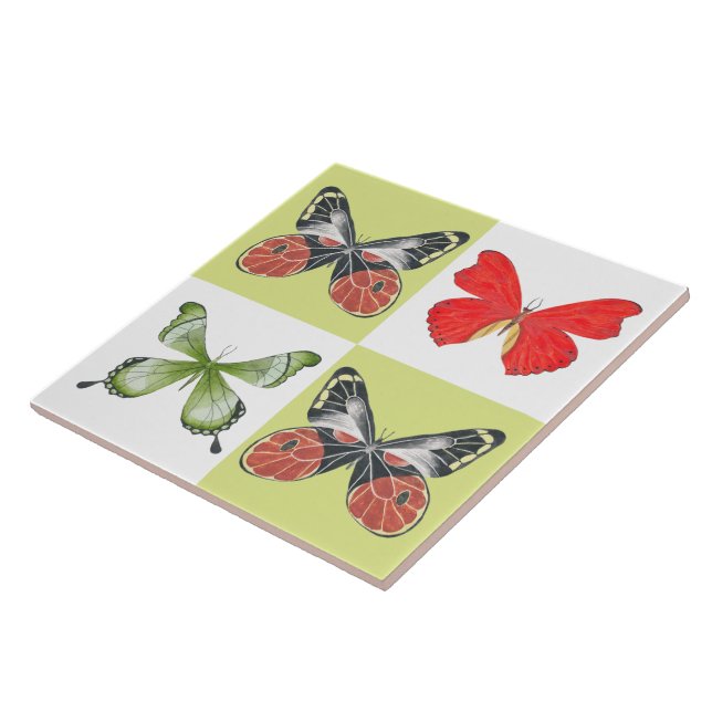 Azulejo Mariposas sobre una tela cerámica ( 6 ) (Lado)