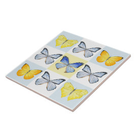 Azulejo Mariposas sobre una tela cerámica (B)