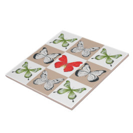 Azulejo Mariposas sobre una tela cerámica (C)