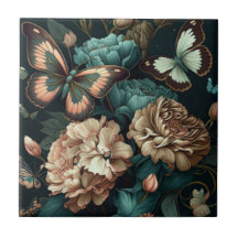 Mariposas y flores diseño clásico oscuro