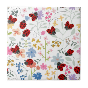 Azulejo Mariquitas Lindas Floral Sin Costuras Para Niña Ca