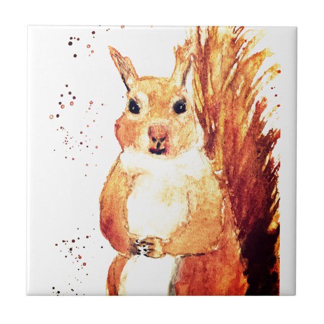 Azulejo Marismas de animales de ardilla acuarela vintage (Frente)