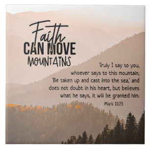 Azulejo Mark 11:23 La fe puede mover la Biblia de las mont