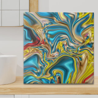 Azulejo mármol abstracto giratorio amarillo azul turquesa 