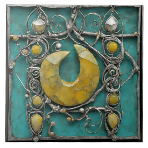 Azulejo Mármol Amarillo Arte de Metal Escultórico 