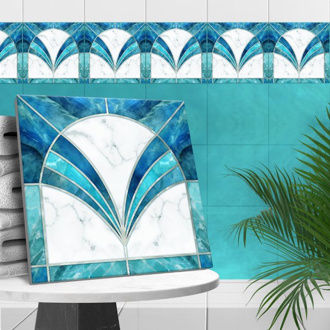 Azulejo Mármol azul Art Deco y acuamarina (Subido por el creador)