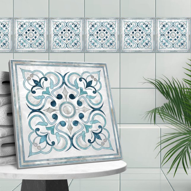 Azulejo Mármol azul marroquí y perla (Subido por el creador)