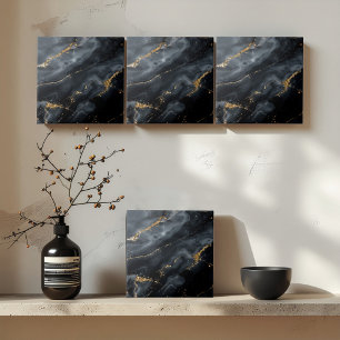 Azulejo Mármol Azul Negro con Brillo Dorado ID1172a