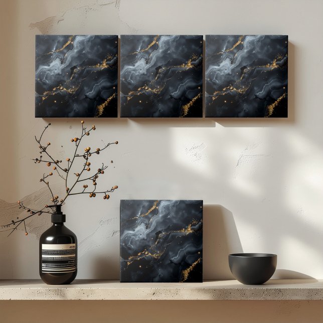 Azulejo Mármol Azul Negro con Brillo Dorado ID1172b (Subido por el creador)