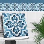 Azulejo Mármol azul y blanco de la hoja de cuatros marroqu<br><div class="desc">Mármol azul y blanco de la hoja de cuatros marroquí</div>