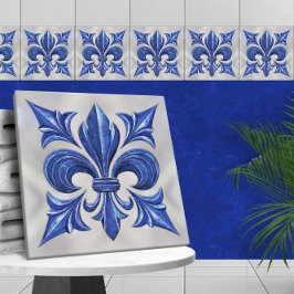 Azulejo Mármol azul y perla de Fleur-De-Lis
