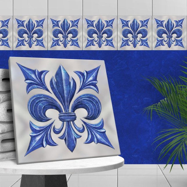 Azulejo Mármol azul y perla de Fleur-De-Lis (Subido por el creador)