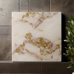 Azulejo Mármol Blanco con Brillo Dorado ID1171b