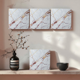 Azulejo Mármol Blanco con Venas de Bronce ID1182b