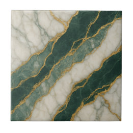 Azulejo Mármol blanco verde lujoso con vetas doradas
