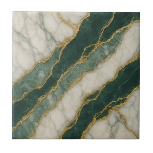 Azulejo Mármol blanco verde lujoso con vetas doradas
