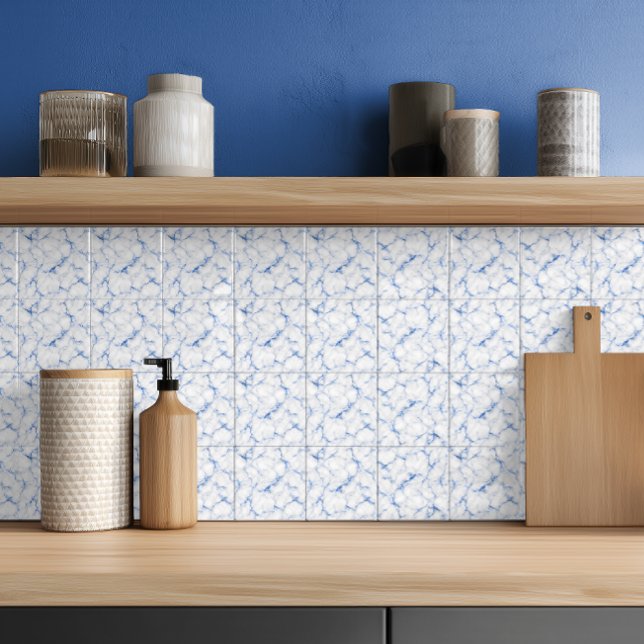 Azulejo Mármol Blanco y Azul Elegante (Subido por el creador)