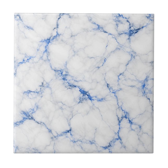 Azulejo Mármol Blanco y Azul Elegante (Frente)