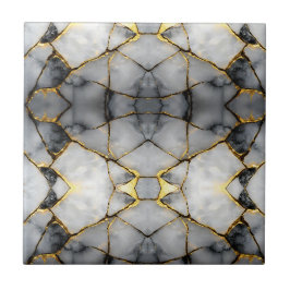 Azulejo Mármol blanco y dorado agrietado moderno