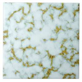 Azulejo Mármol blanco y dorado| Mosaico cerámico Personali