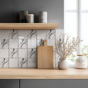Azulejo Mármol Blanco y Negro Moderno