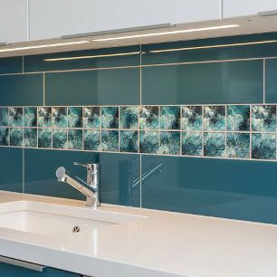 Azulejo Mármol brillante azul y dorado