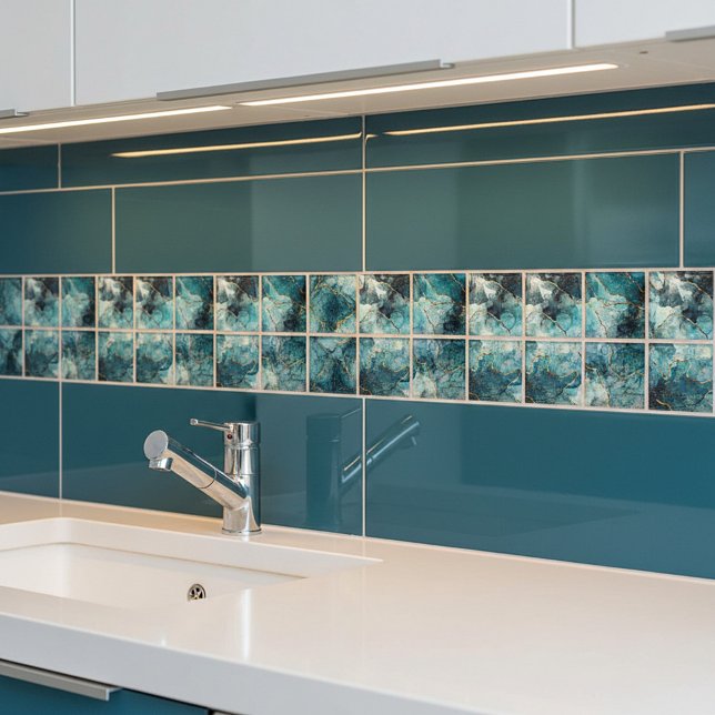 Azulejo Mármol brillante azul y dorado (Subido por el creador)