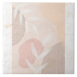 Azulejo Mármol clásico y mosaico cerámico de hojas tropica