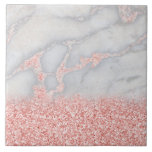 Azulejo Mármol color de rosa rosado brillante del bohemio<br><div class="desc">Un purpurina ligero del oro y del rosa texturiza pendiente en un fondo de mármol blanco y gris maravilloso del ombre. Este diseño gatsby del rosegold de lujo hace una textura imponente para su decoración casera elegante hacia fuera en sensación del verano y una sensación fresca. ¡Este diseño de mármol...</div>