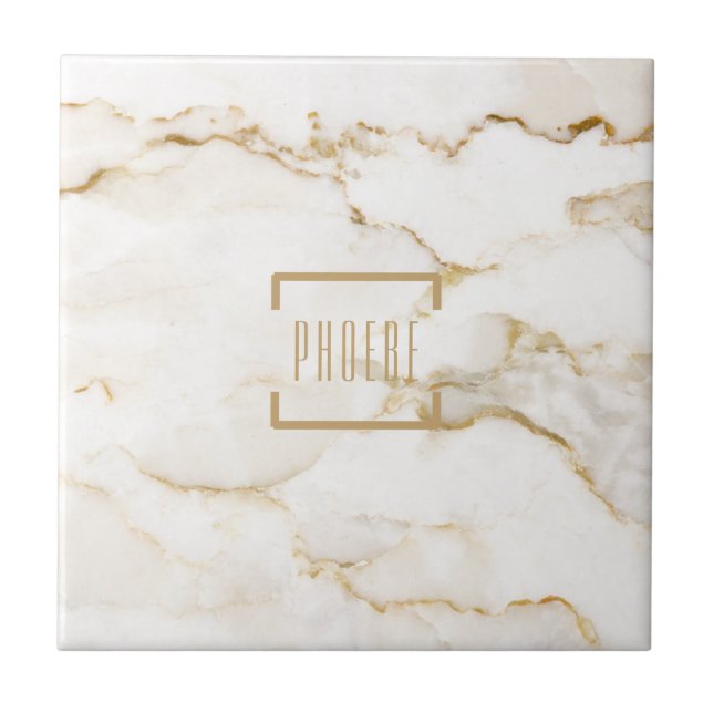 Azulejo Mármol con efecto oro de nombre personalizado mode (Frente)