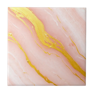 Azulejo Mármol con Vetas de Oro Rosa Rubor