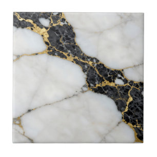 Azulejo Mármol de lujo negro blanco dorado