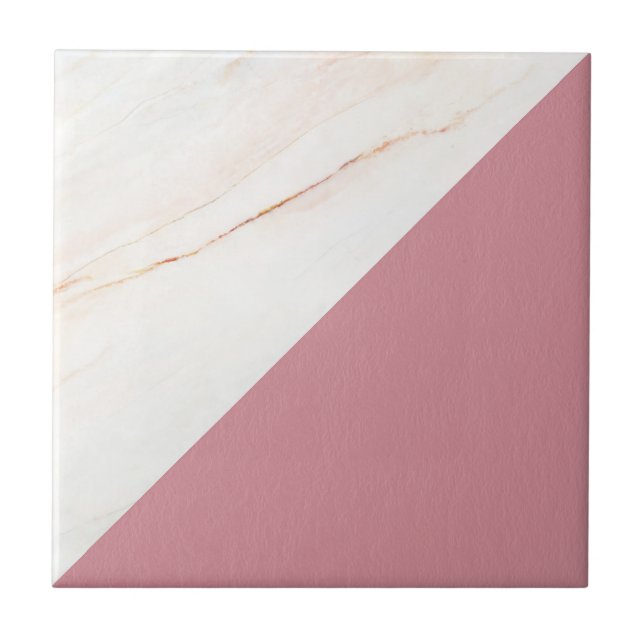 Azulejo Mármol de oro Faux Rosa moderno (Frente)